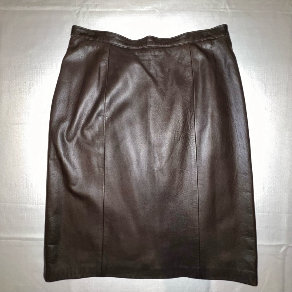 Vintage Brown Leather Pencil Skirt  with 34" Waist Butter Soft Leather